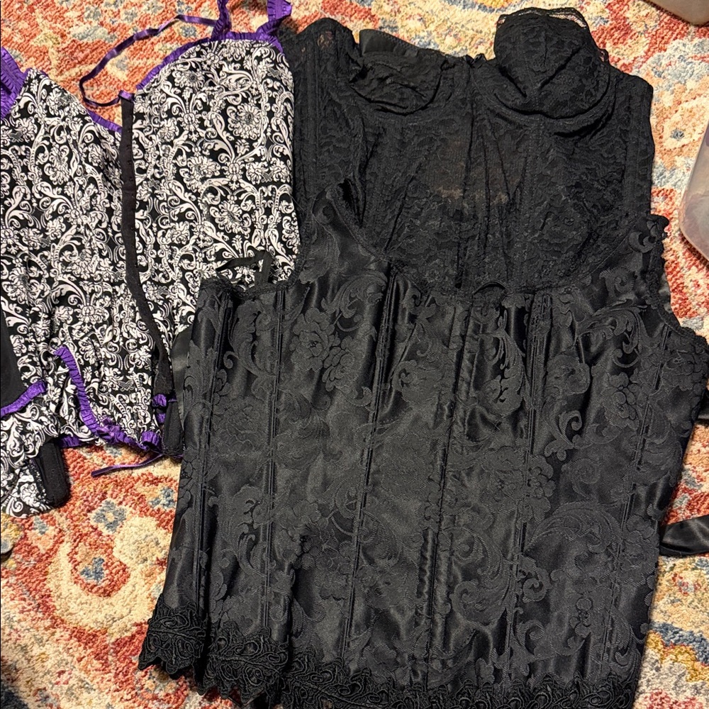 Cacique Black and Purple Lace Bras